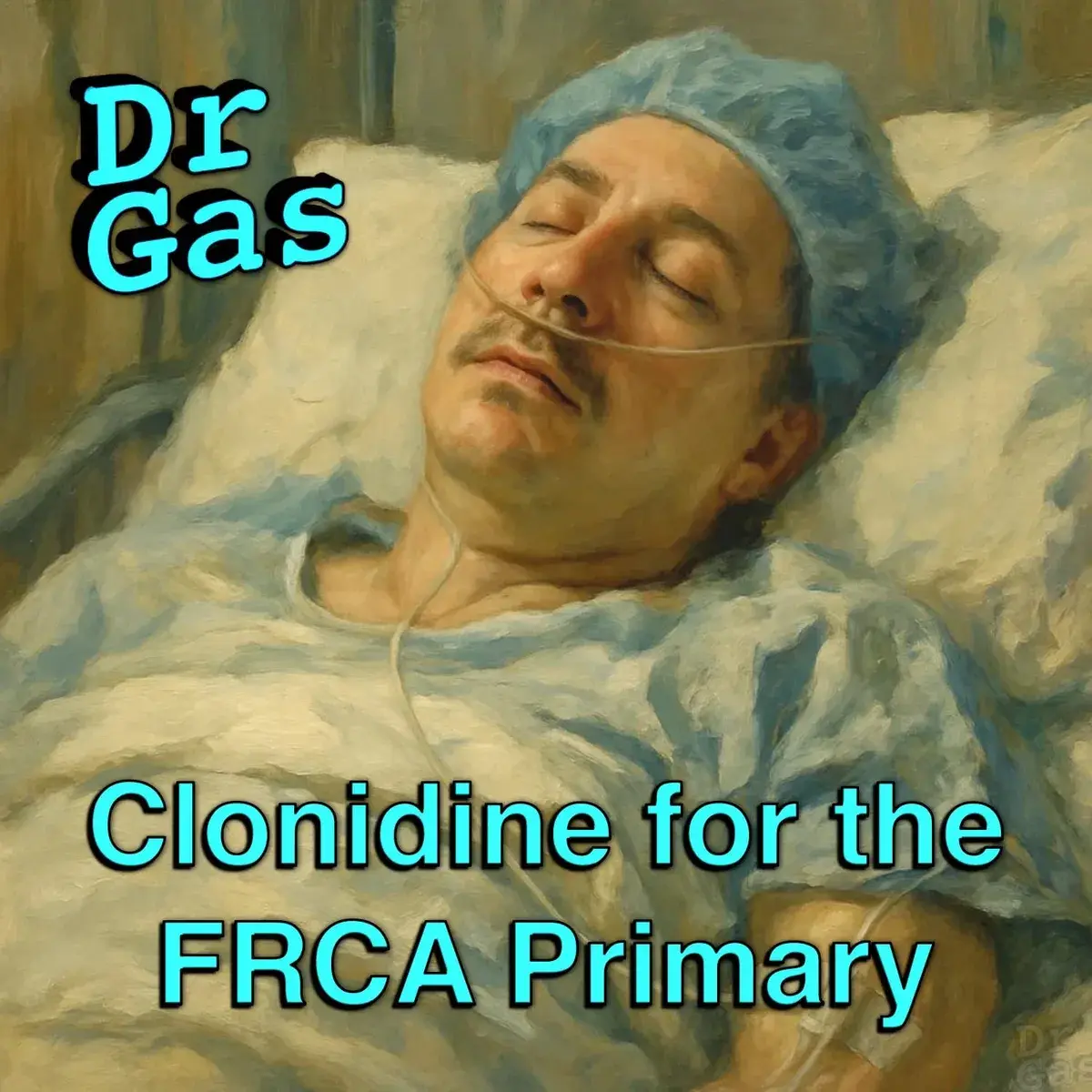 Diagram illustrating clonidine alpha-2 adrenoceptor partial agonist mechanism for FRCA pharmacology revision
