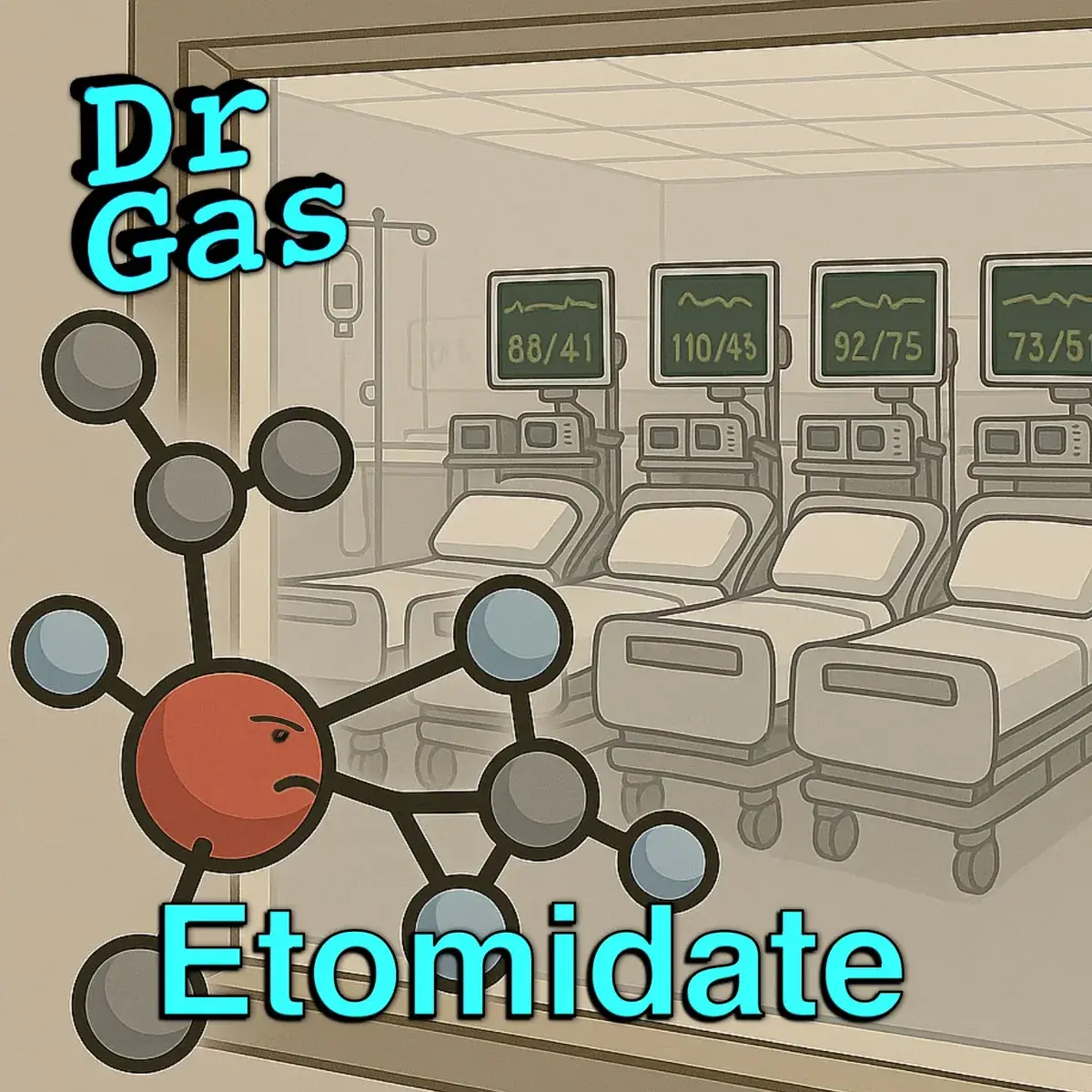 Podcast cover for etomidate pharmacology — adrenal suppression, GABA-A mechanism, and cardiovascular stability for FRCA Primary